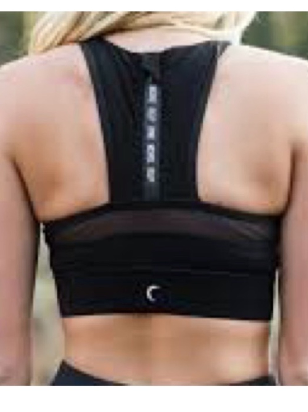 Zyia One More Rep back zip sheer details sports bra